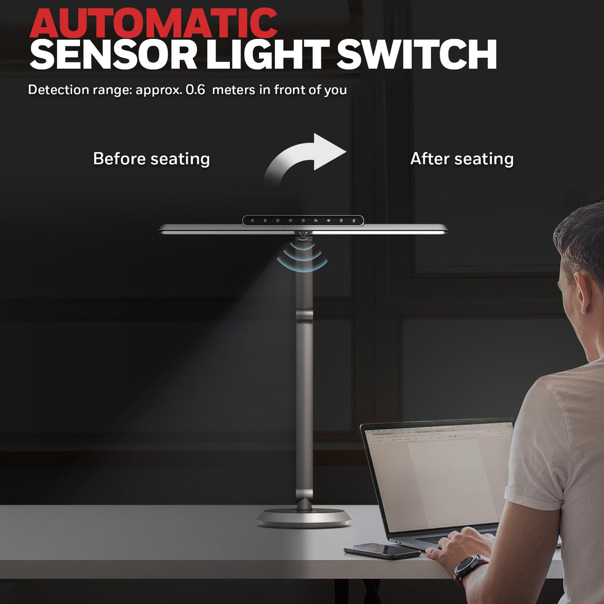 Honeywell H9 Sunturalux LED Dimmable Desk Lamp with Motion-Sensing