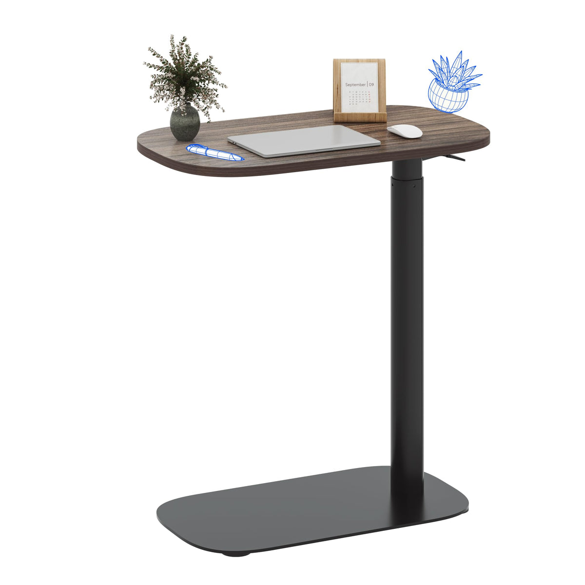 FLEXISPOT 24''Adjustable C Table Gas Spring Mobile Side End Table
