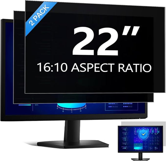 [2 Pack] 22 Inch Computer Privacy Screen Filter for 16:10 Aspect Ratio, Eye Protection, Anti-Glare, Anti-Blue Light Computer Monitor Privacy Filter, Removable Anti-Scratch 22in Protector Film
