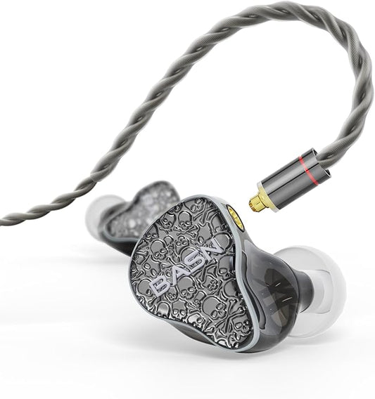 BASN Bmaster5 in Ear Monitors, 5 Drivers Drummer Headphones with Powerful Bass, Noise Isolation IEM Earbuds with Detachable MMCX Sliver-Plated OFC Cable for Musicians (Midnight Black, MMCX)