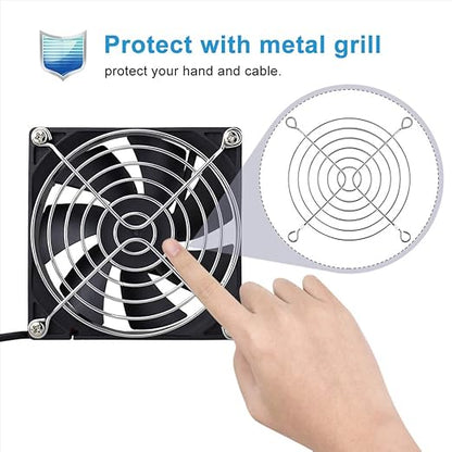 2 Packs Wathai 92mm x 25mm 90mm 5V USB Fan for Receiver AV cabint Game Console PC Laptop TV Box Projector Router Cooling