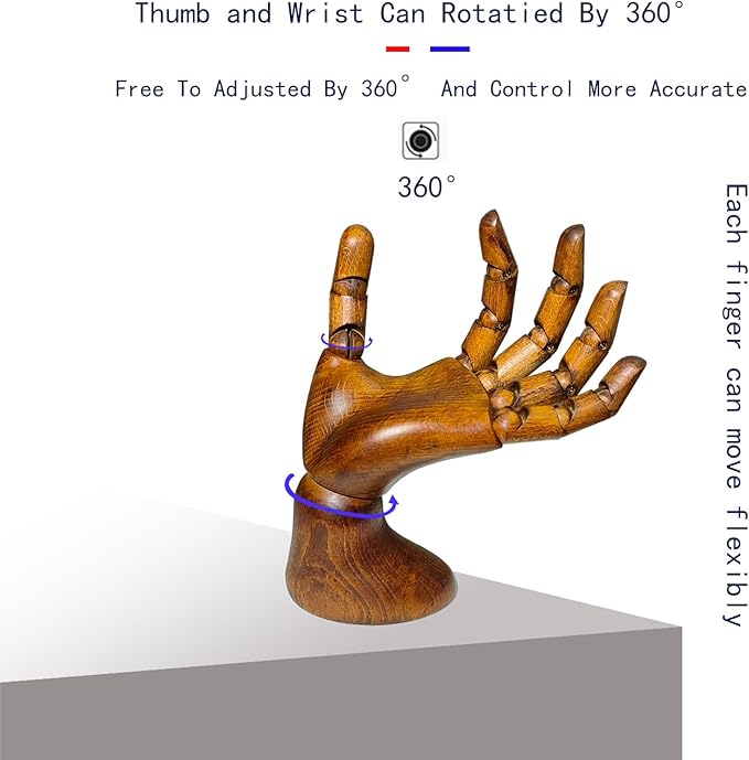 Wooden Hand,Wooden Mannequin,Antique Finish Wood Hand,Hand Model for Drawing,Male Hand of Left with Antique Finish.