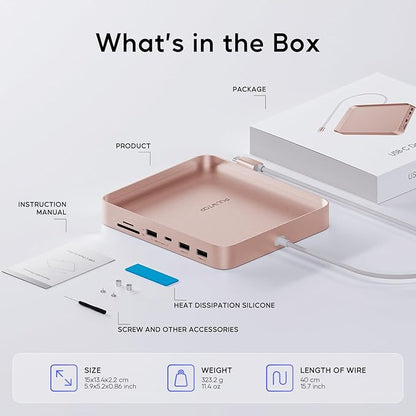 USB C HUB for iMac 24 inch 2021/2023, PULWTOP USB Hub Adapter iMac Accessories for M1/M3 with USB C 10Gbps 3*USB A SD/TF, Docking Station Support Expand M.2 SSD (Not Included), Color not for i.Mac M4