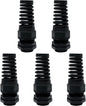 LeMotech 5Pcs NPT 1/2" IP68 Waterproof Cable Gland Flex Spiral Strain Relief Black Nylon Joint with Gaskets for 6-12mm Wire Thread