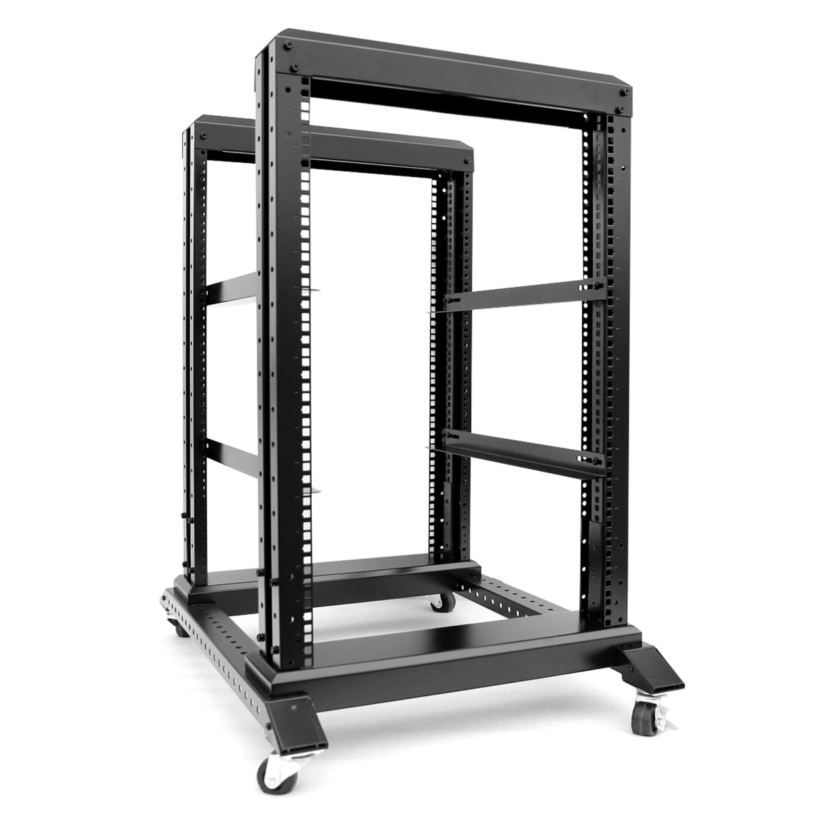 GlobalRack 27U Open Frame Rack on Wheels,Depth 15.75" Mobile IT Cabinet