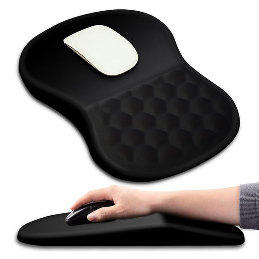 Hokafenle Ergonomic Mouse Pad Wrist Support with Massage Design, Wrist Rest Pain Relief Mousepad with Memory Foam&Non-Slip PU Base, Mouse Pads for Wireless Mouse & Desk (12x8 inch,Olive Green)