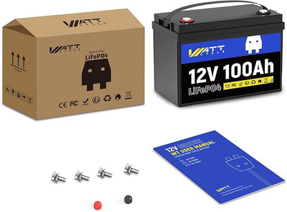 12V 100Ah LiFePO4 Battery, Lithium Battery Up to 15000 Cycles, Low Temperature Protection, 10 Years Lifespan, Perfect for RV/Outdoor Camping/Home Energy Storage（BCI Group 24）