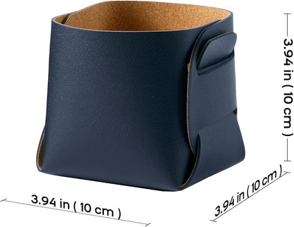 HOMIEAZICOZI 2-Pack Cork Leather Desk Accessories Storage - Pencil Pen Holder - Makeup Brush Holder Organizer - Stylish Addition to Home Decor (Dark Blue)