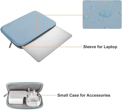 MOSISO Laptop Case 14 inch, 14 inch Laptop Sleeve Bag Compatible with HP Lenovo Dell ASUS Acer, HP Stream, Dell Latitude, Lenovo IdeaPad, Neoprene Computer Sleeve Bag with Small Case, Airy Blue