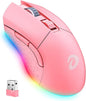 DAREU Pink Wireless Wired Gaming Mouse Dual-Mode Rechargeable 7 Programmable Buttons,10K DPI,RGB and 7 Adjustable DPI Levels up to [150IPS] [1000Hz Polling Rate] for PC Notebook Mac
