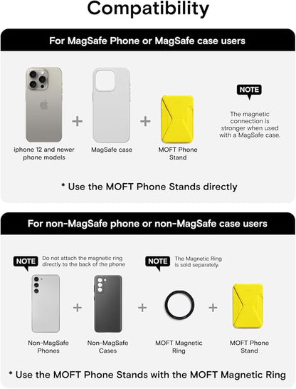 MOFT Magnetic Wallet Stand Compatible with iPhone 16/15/14/13/12 Series, Angle Adjustment & Magsafe Compatible MOVAS Phone Stand, Neon