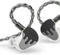 BASN BmasterX in Ear Audio Monitor, Hybrid 6 Drivers IEM Earphones with Crystal Clear Sound, Detachable Cable Plus Carrying Case & Fit Kit for Musician, Stage, Studio (3.5mm/4.4mm Jack, Black/Silver)