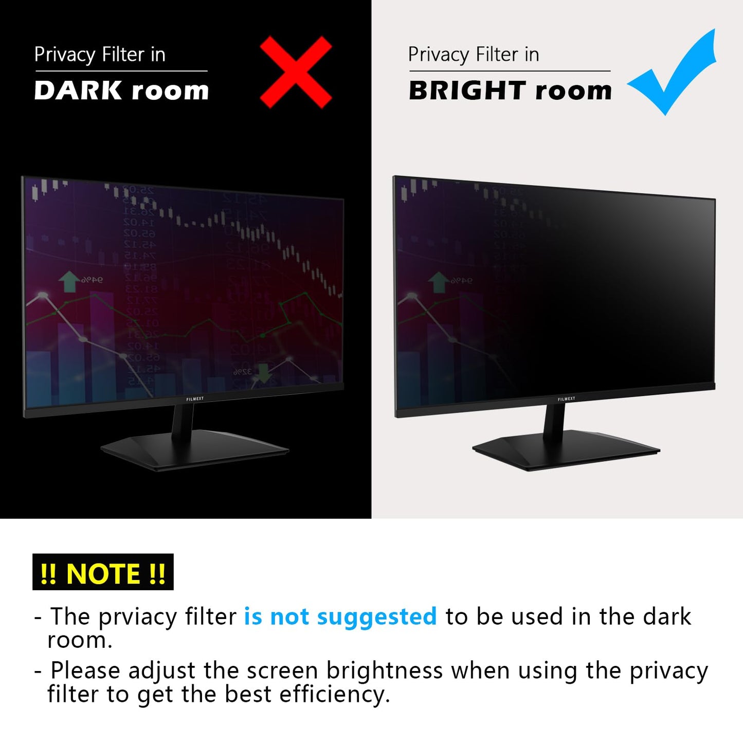 FILMEXT 2026 Upgrade 27 Inch Computer Privacy Screen Filter