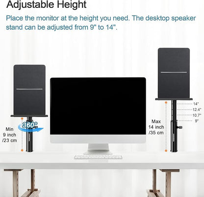 Set of 2 Studio Monitor Stands Desktop Clamp Speaker Stands Against The Wall