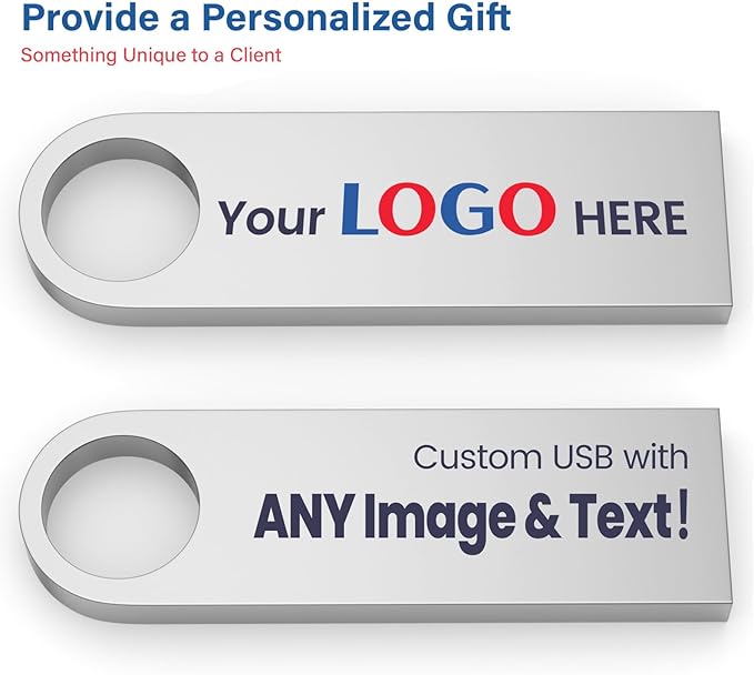 Customizable Flash Drives 512MB, Wooolken Personalized USB 2.0 Thumb Drives 10/20/50/100 Pack, Logo Pendrive Custom Memory Stick USB Engraved Logo (Metal)