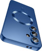 Magnetic for Samsung Galaxy S24 FE Case [Compatible with MagSafe][Built-in Camera Lens Protector] Slim Soft Silicone Bumper Shockproof Metallic Luster Phone Cover (Blue)