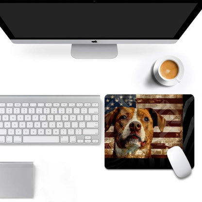 Square Mouse Pad National Flag and Cute Smiling Dog,Gaming Mouse Pads for Desk,Soft Computer Waterproof Non-Slip Mouse Mat