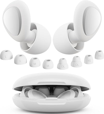 Ear Plugs for Sleeping Noise Cancelling, 45dB Reusable Silicone Ear Plugs for Concert, 8 Tips Earplugs for Noise Reduction, Hearing Protection Earplugs for Sleep, Concert, Snoring, Work, White