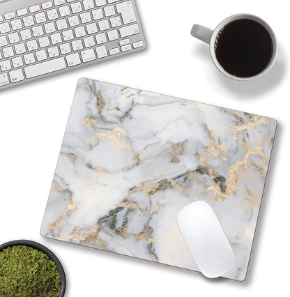 Armanza Mouse Pad, Gray Gold Marble Mouse Pad, Premium-Textured Marbling Mouse Mat Square Waterproof Non-Slip Rubber Base Computer Mousepad for Office Laptop Desk
