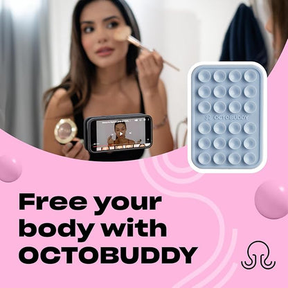 Classic - Silicone Suction Phone Case Adhesive Mount - Hands-Free, Strong Grip Holder for Selfies & Videos - iPhone & Android Compatible - 2.25″ x 3.25″, Baby Blue