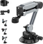 Geyo Camera Suction Cup Mount, Aluminum Alloy Multi-Function Shock Absorber Arm Stabilizer, 4" Vacuum Suction Cup, 1/4" Mounting Holes Car Mount for Insta 360 X4, for DJI Pocket 3, for GoPro, Silver