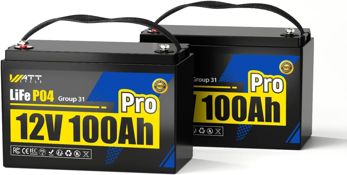 WattCycle 12V 100Ah LiFePO4 Battery 3 Pack, BCI Group 24