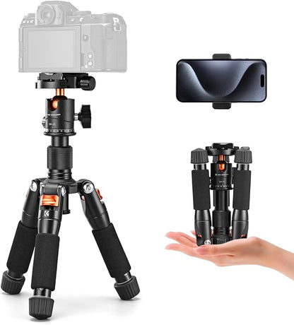 K&F CONCEPT Mini Desktop Tripod, 20.5''/ 52cm Compact Desk Tripod with 360 Degree Ball Head, 1/4 inch Quick Release Plate for Camera Video Camcorder, Load up to 13.22 lbs/6 KG