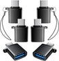 USB C to USB A Adapter 6 Pack,USBC to USB Adapter,TypeC Male USBA Female 3.0 Adaptor,USBC OTG Adapters for iPhone 16 15,MacBook Pro,iPad,Samsung Galaxy,Black