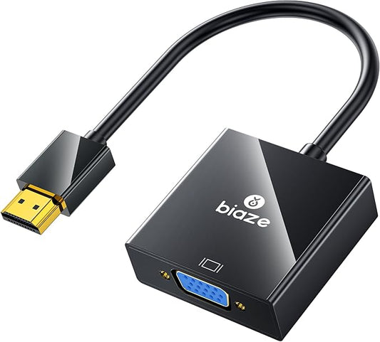 biaze HDMI to VGA Adapter with 3.5mm Audio & USB Power – 1080P Converter for Laptop, TV Box, PS4, Monitor & Projector