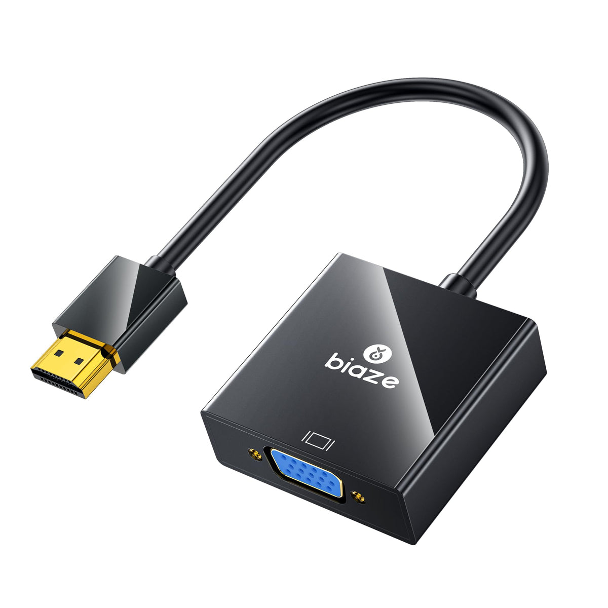 biaze 6ft HDMI to VGA Cable – 1080P HD Video Converter Cord for Laptop, TV Box, PS4, Monitor, Projector (Black, 1.8M)