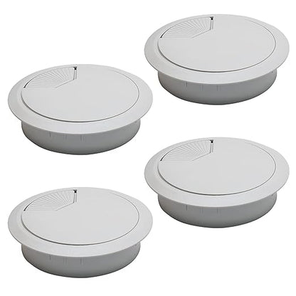 Desk Grommet 2-3/8" (60 mm), Desk Cord Hole Cover, Cable Grommet ABS Plastic, Desk Hole Grommet for Office and Home Table Cable, Detachable Adjustable Cable Cord Organizer (Light Grey 4 Pcs)