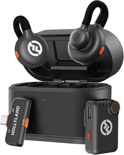 Hollyland Lark M2S Mini Combo (Camera RX+Type-C RX) Wireless Microphone for Camera/iPhone/Android/Laptop, 7g Lightweight, Titanium Clip, 300m Range, Content Creators, Online-Teaching, Streaming