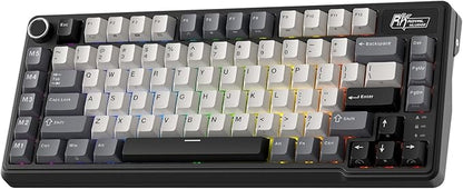 RK ROYAL KLUDGE L75 Gasket Mount Mechanical Keyboard w/Knob/Macro Keys & Touchable Nameplate, Tri-Mode 75% TKL Wireless Keyboard BT/2.4G/USB-C, Hot Swappable, Pro Software, Massive 8000mAh Battery