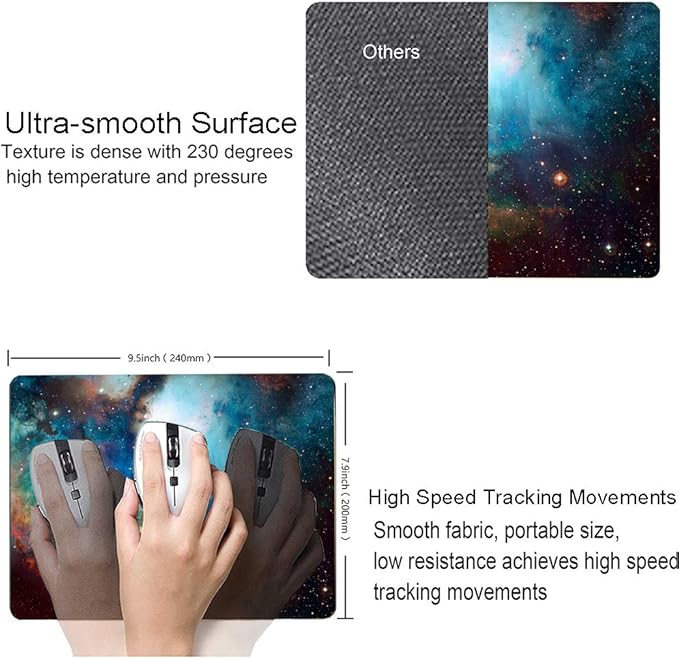 Mouse Pad, Blue Galaxy Mouse Pad, Space Mouse Pad, Gaming Mouse Mat, Square Waterproof Mouse Pad Non-Slip Rubber Base MousePads for Office Home Laptop Travel, 9.5"x7.9"x0.12" Inch