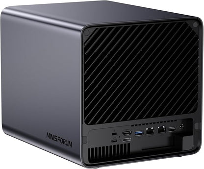 MINISFORUM N5 Pro-P370 5-Bay Desktop NAS(0+128GB), AMD Ryzen AI 9 HX Pro 370 12C/24T Up to 5.1GHz, 10GbE+5GbE, 3× M.2/U.2, OCuLink, HDMI/2 x USB4 4K 144Hz, PCIe ×16, MinisCloud OS
