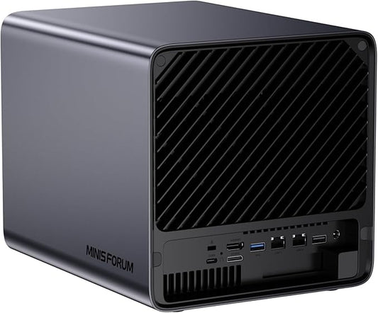 MINISFORUM N5 Pro-P370 5-Bay Desktop NAS(0+128GB), AMD Ryzen AI 9 HX Pro 370 12C/24T Up to 5.1GHz, 10GbE+5GbE, 3× M.2/U.2, OCuLink, HDMI/2 x USB4 4K 144Hz, PCIe ×16, MinisCloud OS