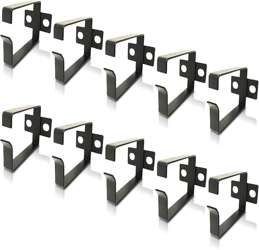10 Pack Server Rack Cable Management D-Ring Hooks - Bracket Organizer Hook Mount Set for Network Patch Cables, Fiber Optic, Power Cords (10 Pieces) - Made in Taiwan