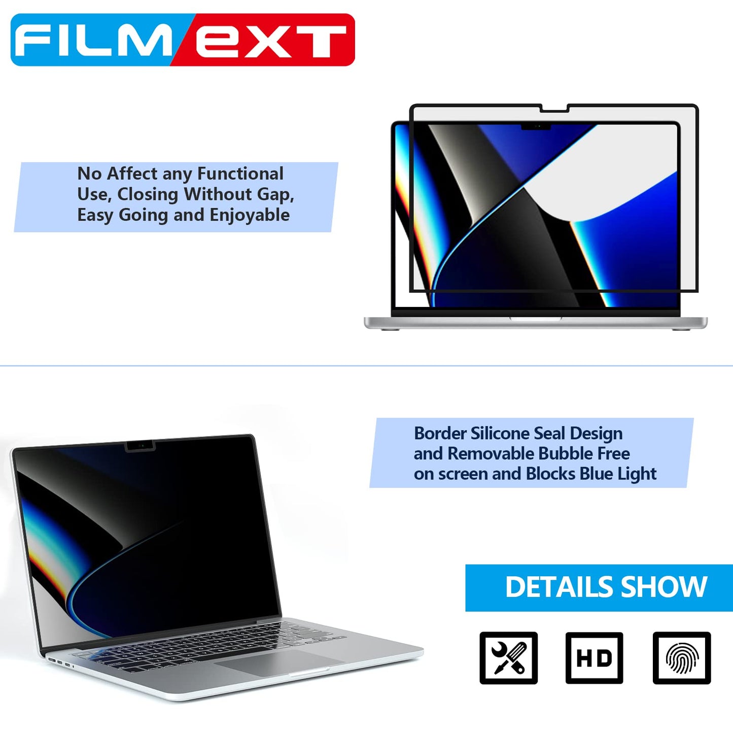 FILMEXT Macbook Pro 16 inch Privacy Screen Protector M5 M4 M3 M2 Max/Pro M1