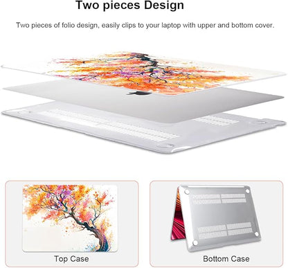 Compatible with MacBook Air 13 inch Case M1 A2337 A2179 A1932 2021 2020 2019 2018 Release with Retina Display & Touch ID, Crystal Pattern Plastic Hard Shell Case Cover, Phoenix Tree Flowers