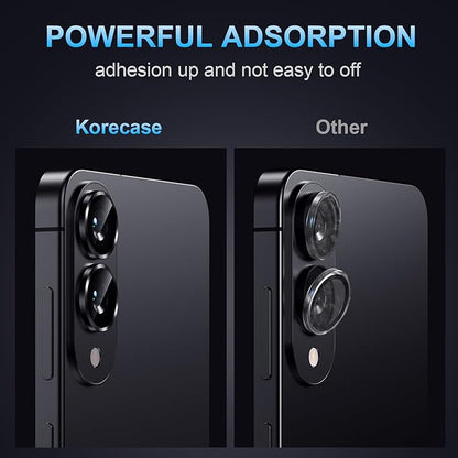 Korecase for Samsung Galaxy S25 Edge Camera Lens Protector, 9H Tempered Glass Anti Scratch Camera Screen Protector Shockproof Film Shcokproof Metal Ring Lens Protecor for Galaxy S25 Edge,Black
