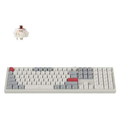 Keychron Q6 Max QMK/LAUNCHER Wireless Bluetooth/2.4 GHz/USB-C Wired Custom Mechanical Keyboard, Full Size Programmable Knob RGB Backlit Hot-Swappable Gateron Brown Switch for Mac Windows Linux - White
