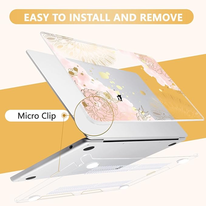 Compatible with MacBook Air 13.6 inch Case, M4 A3240/M3 A3113/M2 A2681 (Released 2025 to 2022), Hard Shell, Keyboard Cover, Screen Protector, Webcam Cover & Type-C Adapter, Vector Flower2