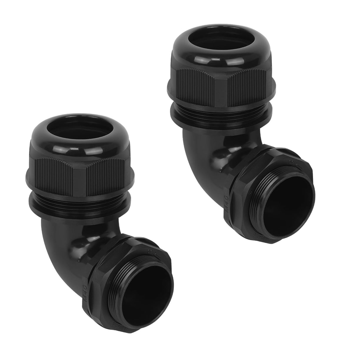 LeMotech M25 Cable Gland, 90 Degree Adjustable 13-18mm Strain Relief, Cord Connectors Nylon Joints with Gaskets, 2 Pcs, Grey