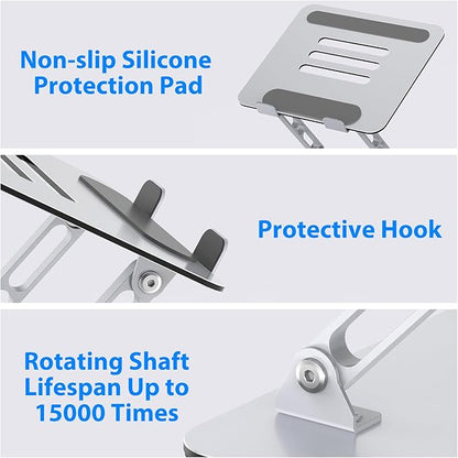Laptop Stand for Desk, Adjustable Laptop Riser, Metal Foldable Computer Stand Holder Portable Notebook Mount, Ventilated Cooling Notebook Stand Compatible with 10-15.6” Laptops