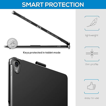 Rotatable Keyboard Case for iPad Air 11 Inch (M3/M2)/ Air5/Air4/Pro11 2022/2021/2020, Backlits Bluetooth Touchpad Keyboard Smart Cover with Pencil Holder, Rose Gold
