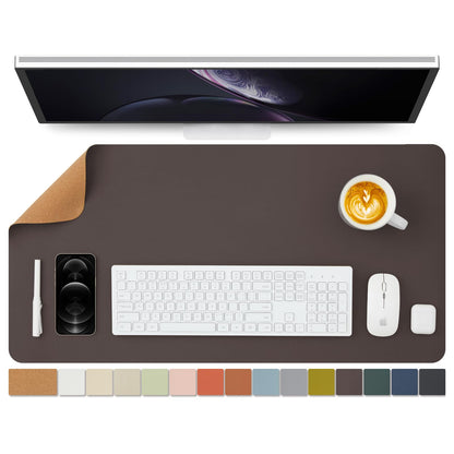 Cork Desk Mat - Dual-Sided Desk Pad for Office and Home - Desk Organization and Accessories - Ideal for Large Mouse Pad and Desk Mats on Top of Desks(Coffee,31.5"x 15.7")