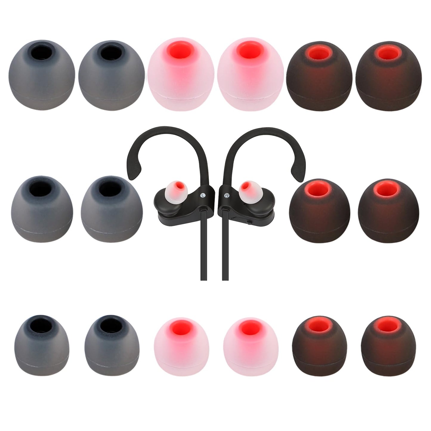 TSZYYM Earbud Tips Ear Bud Tips Soft Anti Slip Washable and Reusable Silicone Replacement Earbud Tips Fit Most in-Ear Earbuds(Inner Hole 3.8mm -5.1mm) 18pcs S M L
