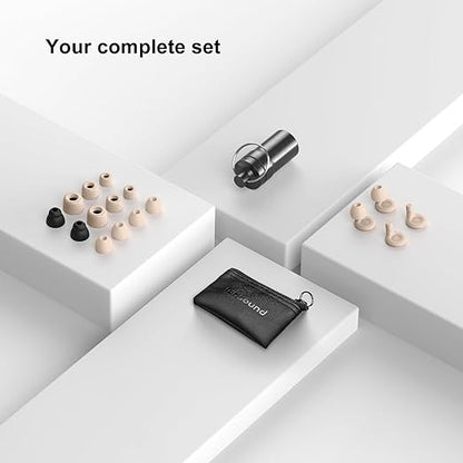 Ear Plugs for Sleeping Noise Reduction Reuseable, Concerts, Focus, Travel, Work, High Fidelity – 7 Pairs Eartips – Flexible Soft – Touch – NRR of 24 and 27 dB Noise Cancelling (Skin)