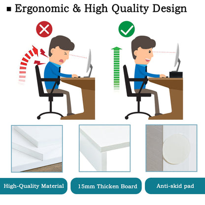 TEAMIX White Monitor Stand Riser, 2 Pack Wood