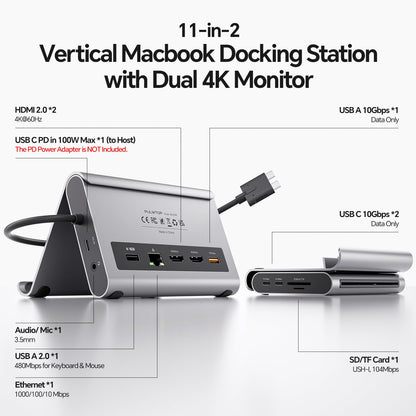 MacBook Pro Docking Station Dual Monitor 4K@60Hz for MacBook Pro/Air M4/M5